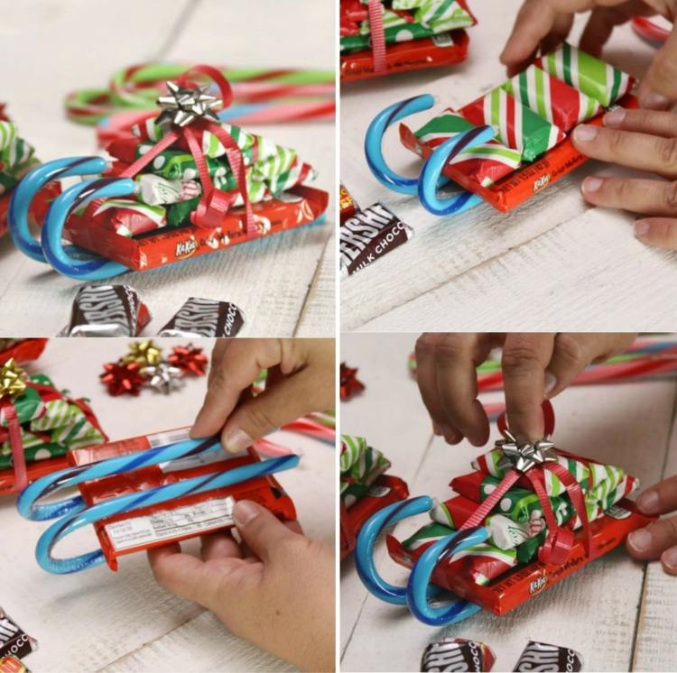جعل هدايا عيد الميلاد مع الأطفال في المدرسة حلوى قصب الحلوى سهلة