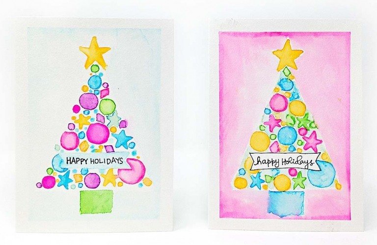 قم برسم بطاقات عيد الميلاد بنفسك قم بتلوين شجرة الكريسماس مع الأطفال إرشادات سهلة وسريعة لأفكار الحرف الشتوية
