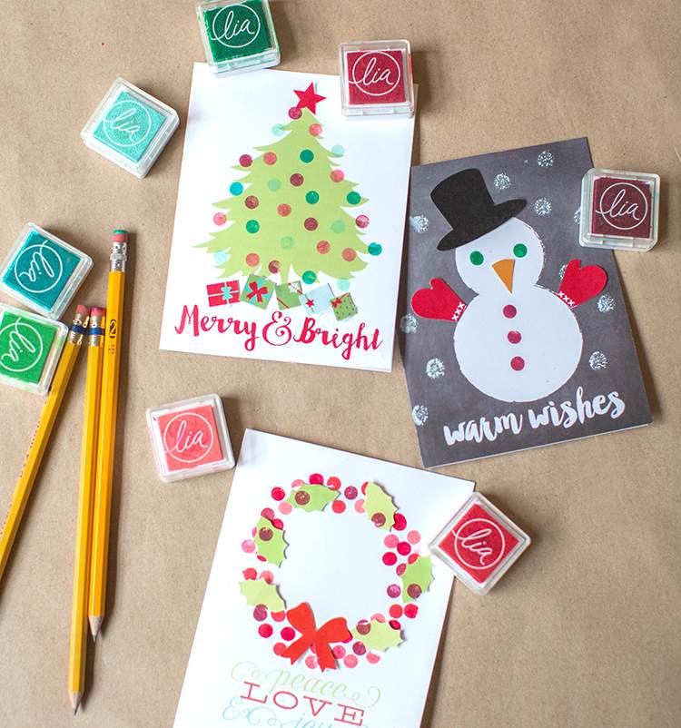 قم برسم بطاقات عيد الميلاد بنفسك باستخدام طوابع ممحاة تخلق أفكارًا
