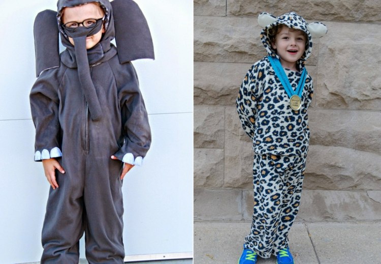 اصنع أزياءك الخاصة للخارج للأطفال والكبار - الفيل والفهد ببدلة مخملية