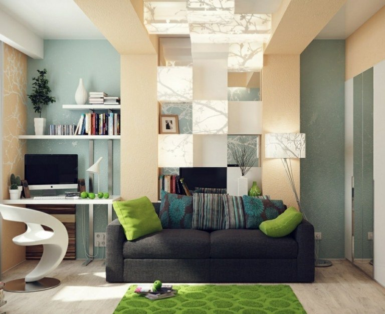 أفكار المعيشة غرف صغيرة أثاث المكاتب أريكة غرفة المعيشة تأثير الضوء
