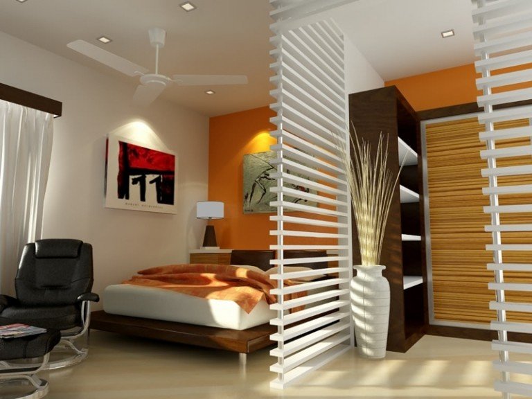 أفكار المعيشة للغرف الصغيرة ستائر الجدران الفاصلة تبدو خزانة غرفة النوم