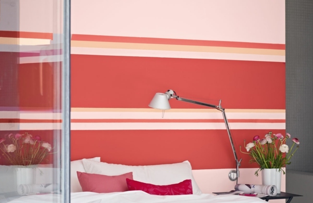 أفكار تصميم الجدار الأصفر البرتقالي الوردي الفاتح