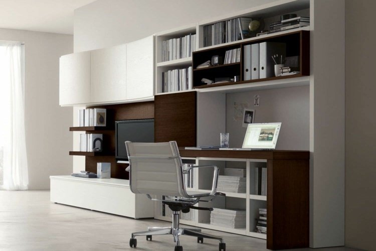 غرفة المعيشة-مكتب-نابول-اريدامينتي-تخزين-مساحة-رفوف-فكرة-كرسي-مكتب-حديث-بني-ابيض